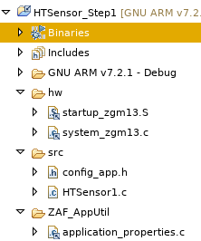 Project Explorer listing of files in project