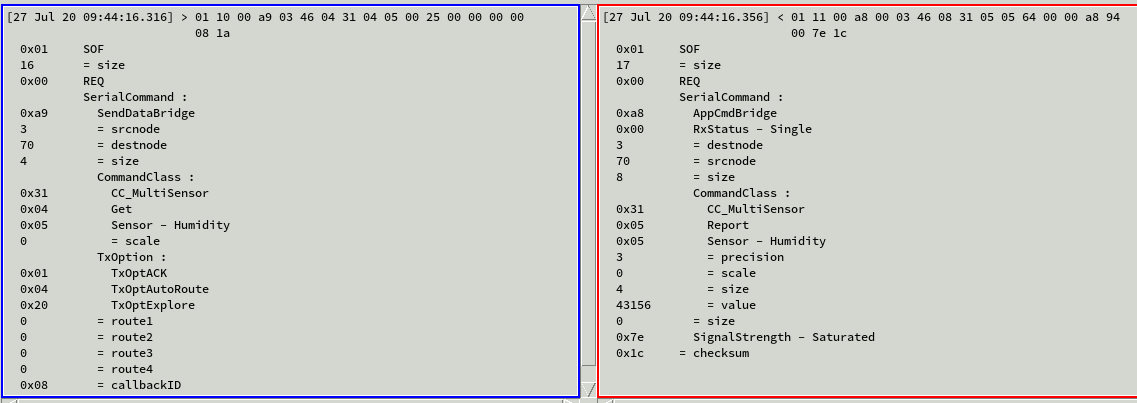GET and REPORT with humidity reading