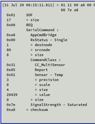 temperature REPORT after button press