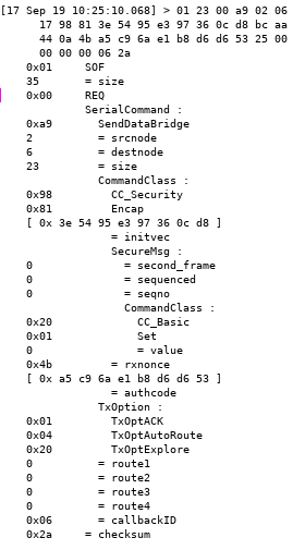 zpiffer output of decrypted S0 command